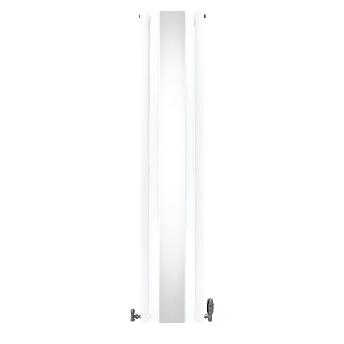 Radiateur à Colonne Ovale avec Miroir & Valves - 1800mm x 380mm – Blanc