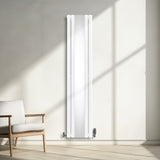 Radiateur à Colonne Ovale avec Miroir & Valves - 1800mm x 380mm – Blanc