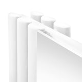 Radiateur à Colonne Ovale avec Miroir & Valves - 1800mm x 380mm – Blanc