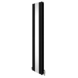 Radiateur à Colonne Ovale avec Miroir & Valves - 1800mm x 380mm – Noir