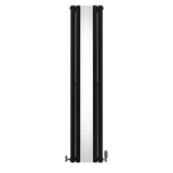 Radiateur à Colonne Ovale avec Miroir & Valves - 1800mm x 380mm – Noir