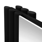 Radiateur à Colonne Ovale avec Miroir & Valves - 1800mm x 380mm – Noir