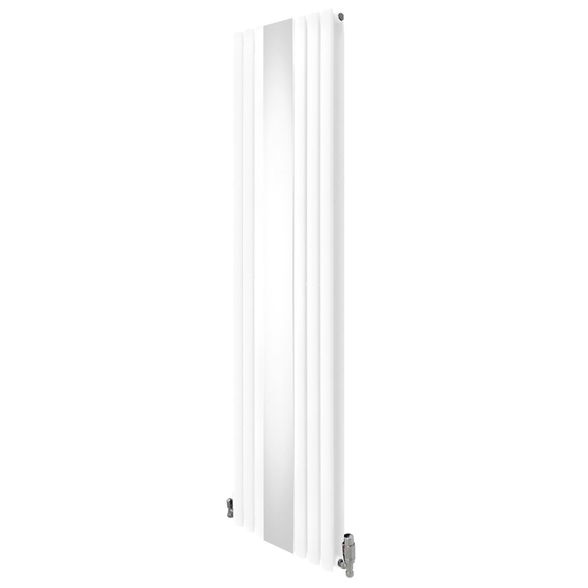 Radiateur à Colonne Ovale avec Miroir & Valves - 1800mm x 500mm – Blanc