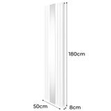 Radiateur à Colonne Ovale avec Miroir & Valves - 1800mm x 500mm – Blanc