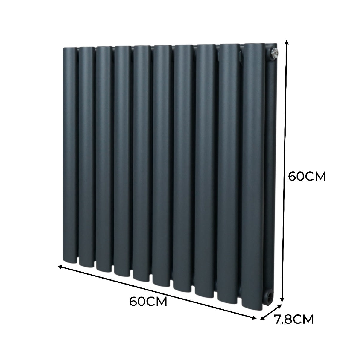 Radiateur à Colonne Ovale & Robinet Thermostatique Chromé - 600mm x 600mm – Gris Anthracite