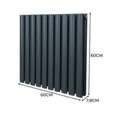 Radiateur à Colonne Ovale & Robinet Thermostatique Chromé - 600mm x 600mm – Gris Anthracite