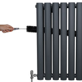 Radiateur à Colonne Ovale & Robinet Thermostatique Chromé - 600mm x 600mm – Gris Anthracite