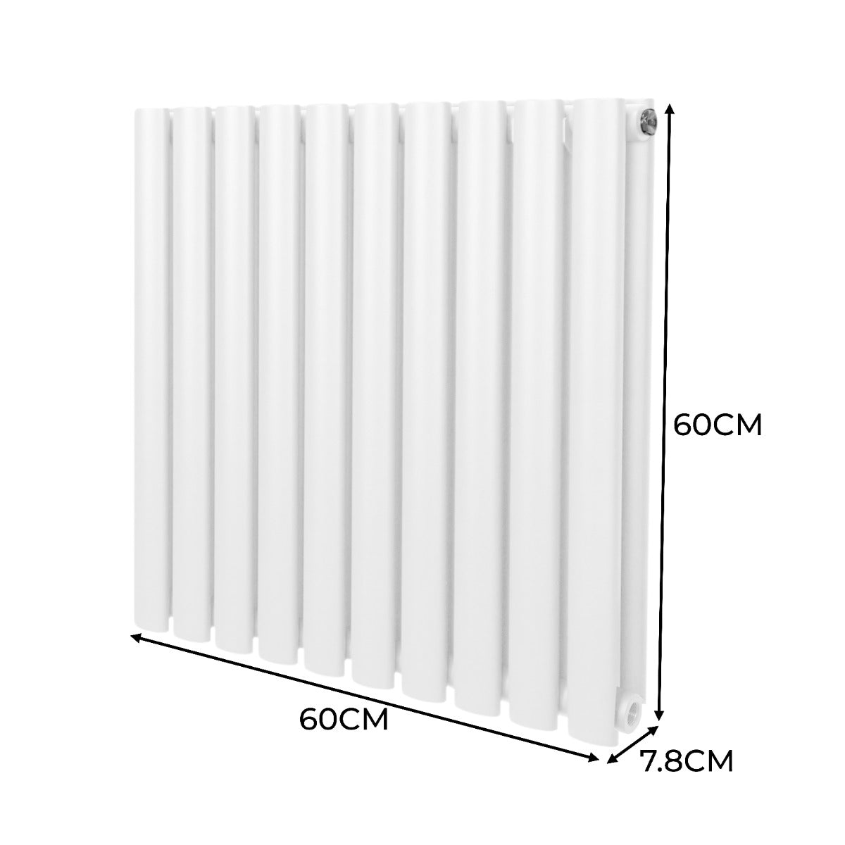 Radiateur à Colonne Ovale & Robinet Thermostatique Chromé - 600mm x 600mm – Blanc