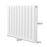 Radiateur à Colonne Ovale & Robinet Thermostatique Chromé - 600mm x 600mm – Blanc