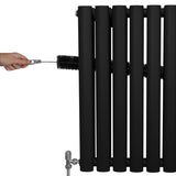 Radiateur à Colonne Ovale & Robinet Thermostatique Chromé - 600mm x 600mm – Noir