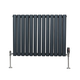 Radiateur à Colonne Ovale & Robinet Thermostatique Chromé - 600mm x 780mm – Gris Anthracite