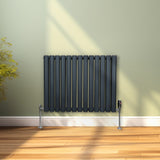 Radiateur à Colonne Ovale & Robinet Thermostatique Chromé - 600mm x 780mm – Gris Anthracite