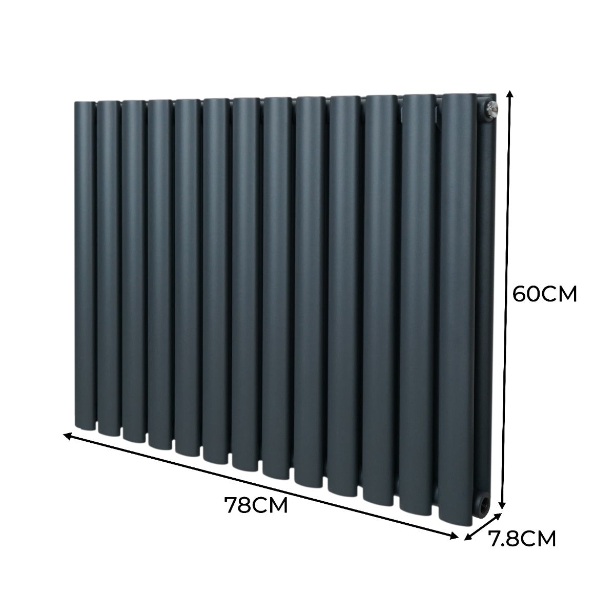 Radiateur à Colonne Ovale & Robinet Thermostatique Chromé - 600mm x 780mm – Gris Anthracite