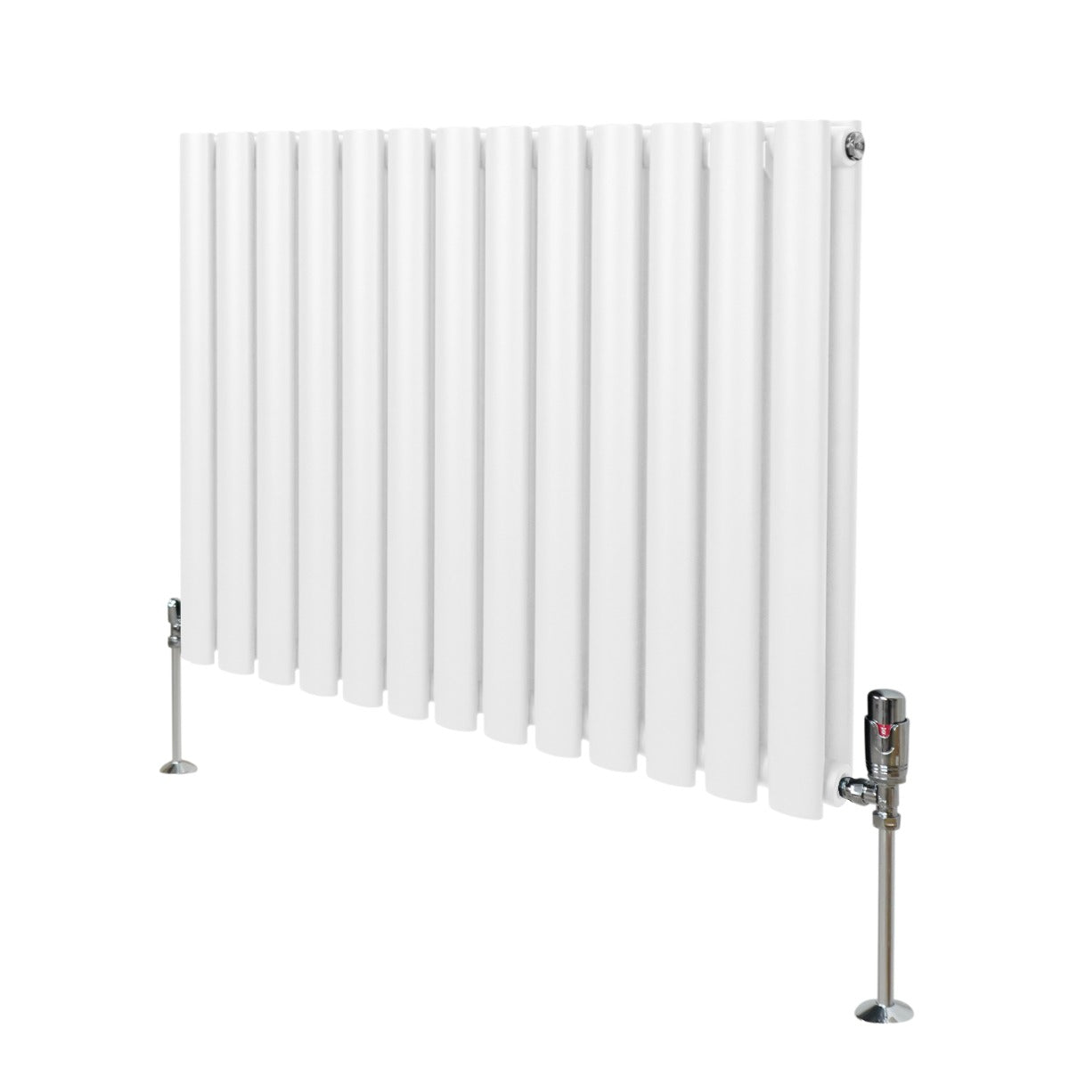 Radiateur à Colonne Ovale & Robinet Thermostatique Chromé - 600mm x 780mm – Blanc