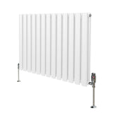 Radiateur à Colonne Ovale & Robinet Thermostatique Chromé - 600mm x 780mm – Blanc