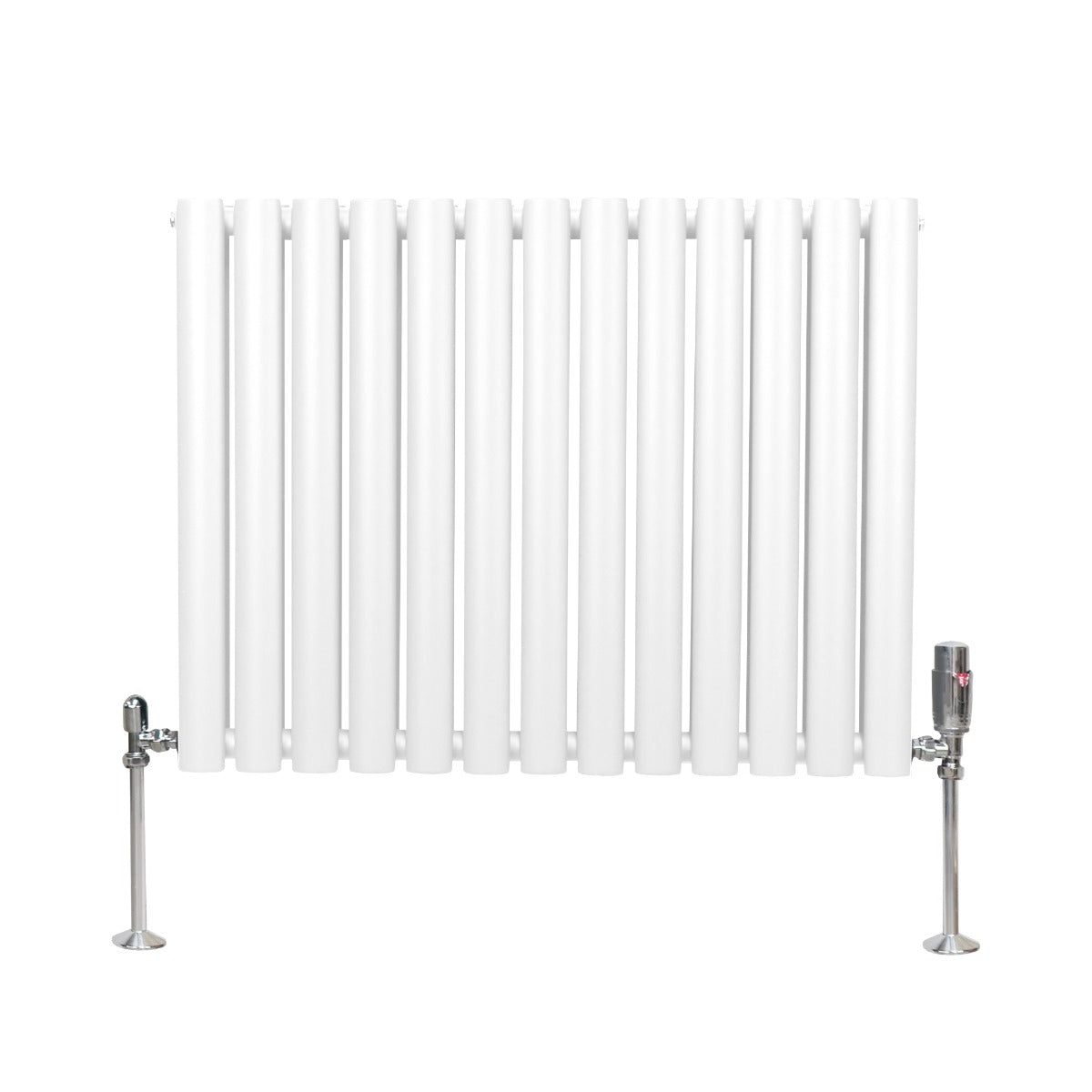 Radiateur à Colonne Ovale & Robinet Thermostatique Chromé - 600mm x 780mm – Blanc