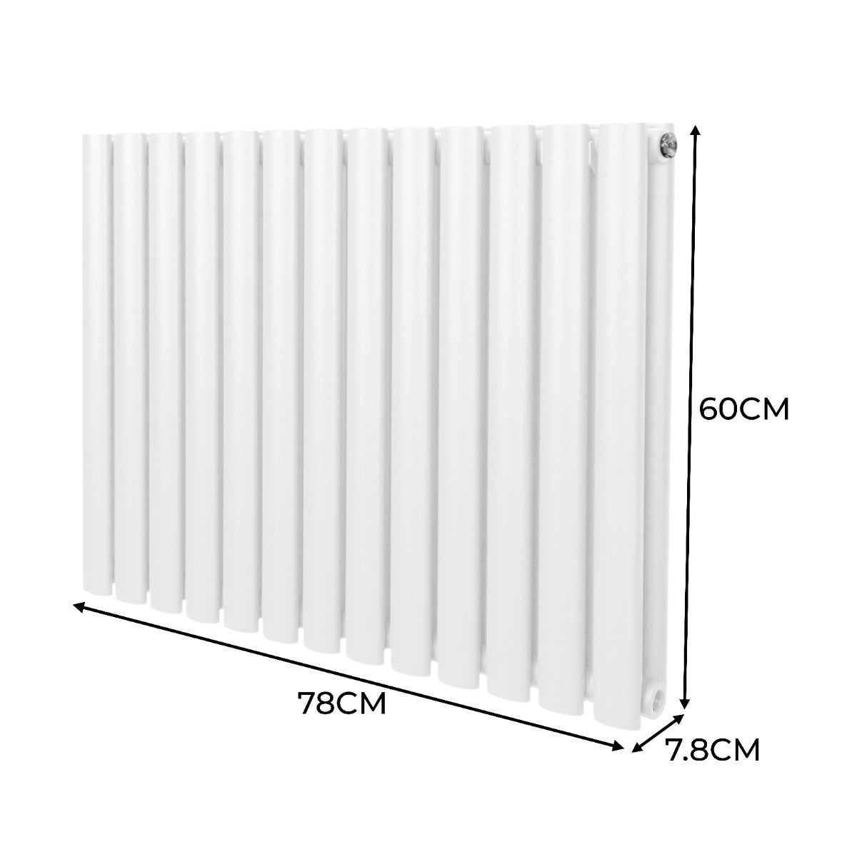 Radiateur à Colonne Ovale & Robinet Thermostatique Chromé - 600mm x 780mm – Blanc