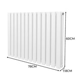 Radiateur à Colonne Ovale & Robinet Thermostatique Chromé - 600mm x 780mm – Blanc