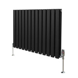 Radiateur à Colonne Ovale & Robinet Thermostatique Chromé - 600mm x 780mm – Noir