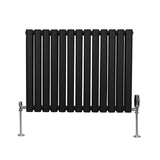 Radiateur à Colonne Ovale & Robinet Thermostatique Chromé - 600mm x 780mm – Noir