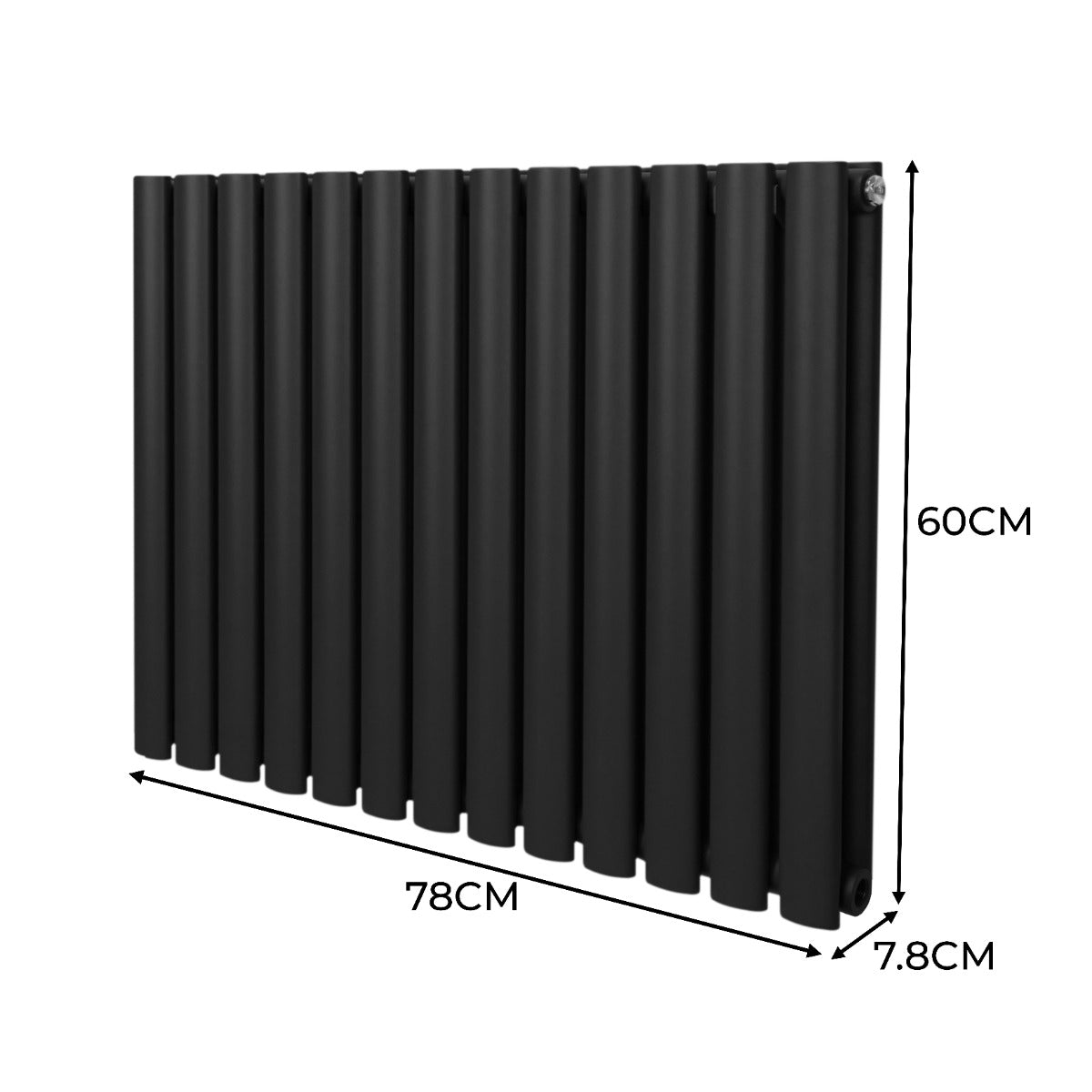 Radiateur à Colonne Ovale & Robinet Thermostatique Chromé - 600mm x 780mm – Noir