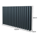 Radiateur à Colonne Ovale & Robinet Thermostatique Chromé - 600mm x 1020mm – Gris Anthracite