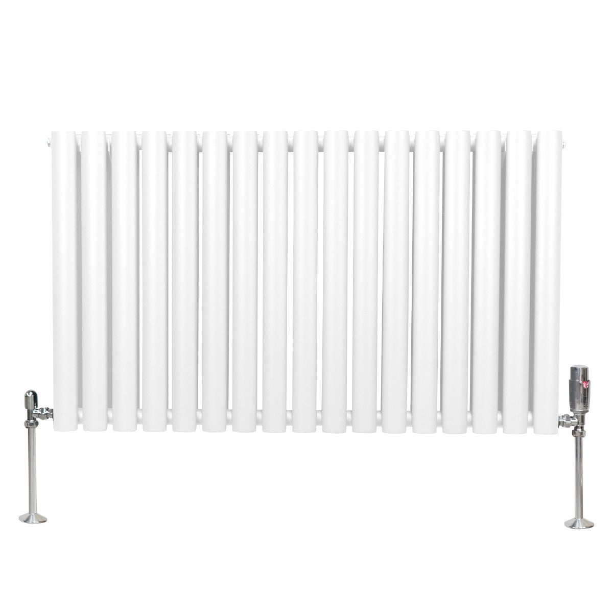 Radiateur à Colonne Ovale & Robinet Thermostatique Chromé - 600mm x 1020mm – Blanc