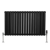 Radiateur à Colonne Ovale & Robinet Thermostatique Chromé - 600mm x 1020mm – Noir