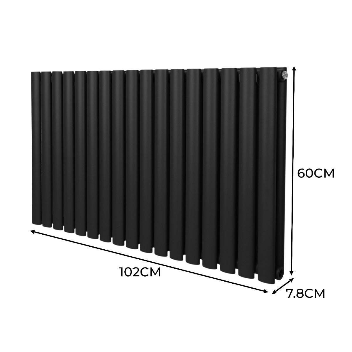 Radiateur à Colonne Ovale & Robinet Thermostatique Chromé - 600mm x 1020mm – Noir