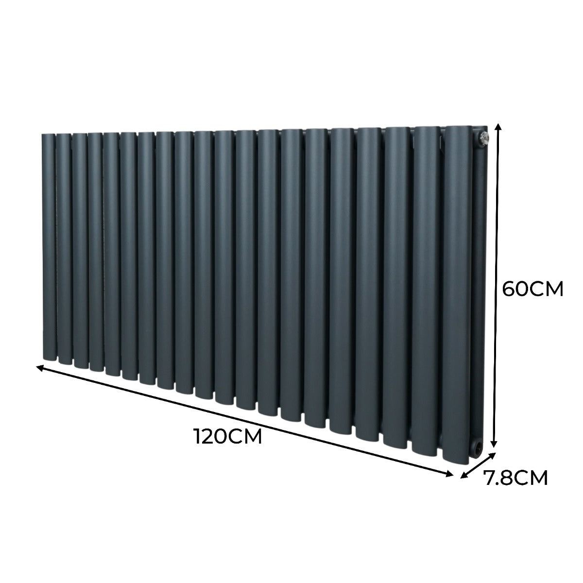 Radiateur à Colonne Ovale & Robinet Thermostatique Chromé - 600mm x 1200mm – Gris Anthracite