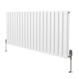 Radiateur à Colonne Ovale & Robinet Thermostatique Chromé - 600mm x 1200mm – Blanc