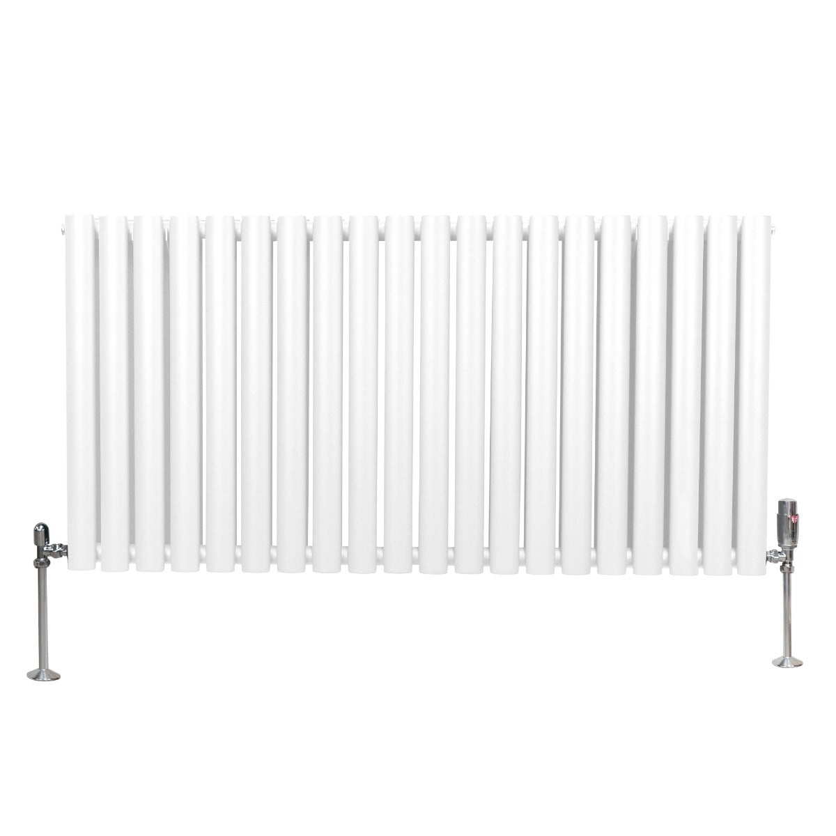 Radiateur à Colonne Ovale & Robinet Thermostatique Chromé - 600mm x 1200mm – Blanc