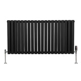 Radiateur à Colonne Ovale & Robinet Thermostatique Chromé - 600mm x 1200mm – Noir