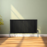 Radiateur à Colonne Ovale & Robinet Thermostatique Chromé - 600mm x 1200mm – Noir