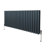 Radiateur à Colonne Ovale & Robinet Thermostatique Chromé - 600mm x 1440mm – Gris Anthracite