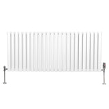 Radiateur à Colonne Ovale & Robinet Thermostatique Chromé - 600mm x 1440mm – Blanc