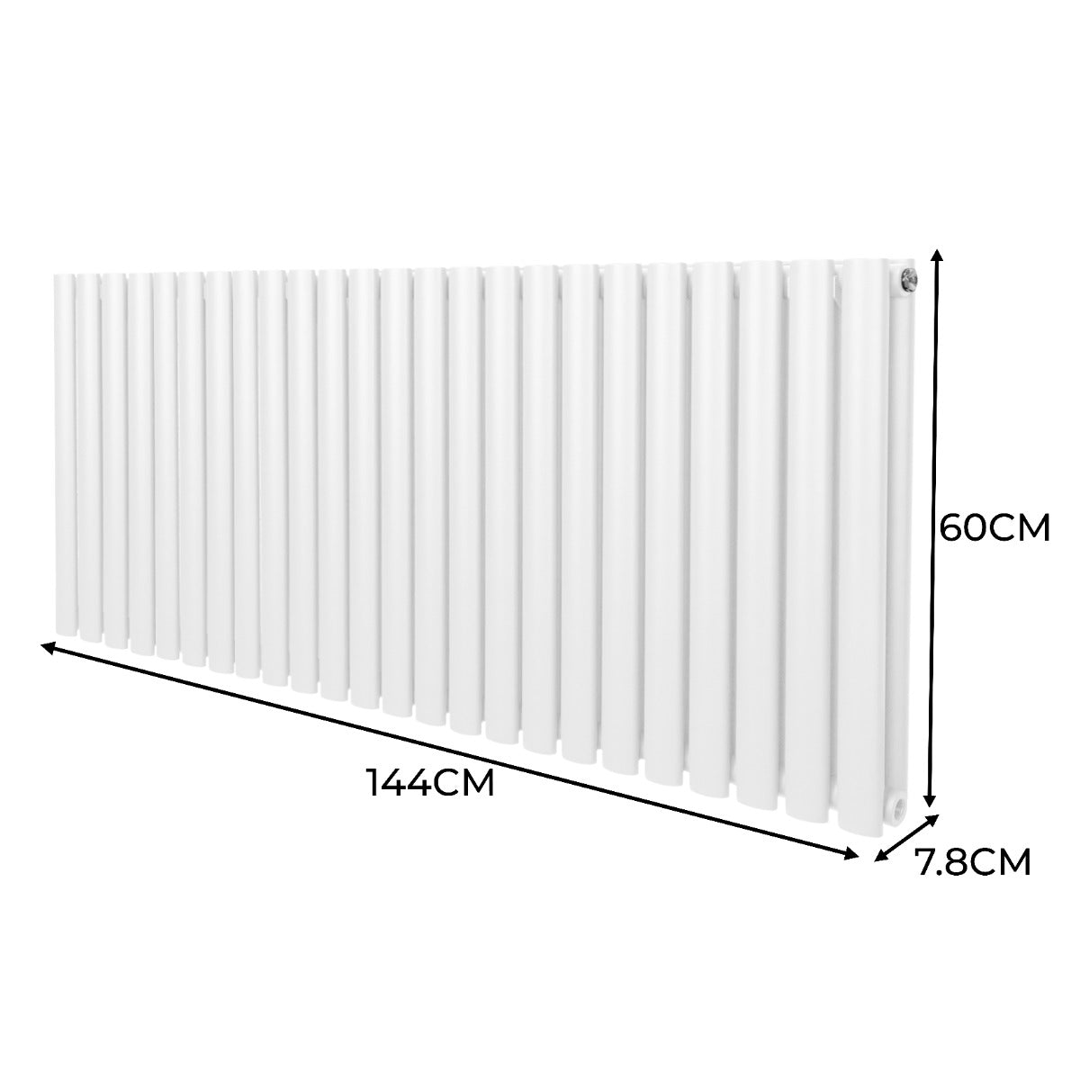 Radiateur à Colonne Ovale & Robinet Thermostatique Chromé - 600mm x 1440mm – Blanc