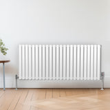 Radiateur à Colonne Ovale & Robinet Thermostatique Chromé - 600mm x 1440mm – Blanc