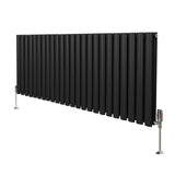 Radiateur à Colonne Ovale & Robinet Thermostatique Chromé - 600mm x 1440mm – Noir