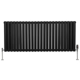 Radiateur à Colonne Ovale & Robinet Thermostatique Chromé - 600mm x 1440mm – Noir