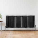 Radiateur à Colonne Ovale & Robinet Thermostatique Chromé - 600mm x 1440mm – Noir