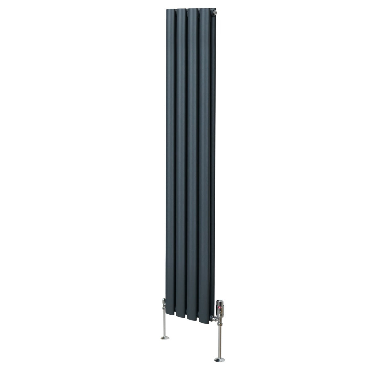 Radiateur à Colonne Ovale & Robinet Thermostatique Chromé - 1600mm x 240mm – Gris Anthracite