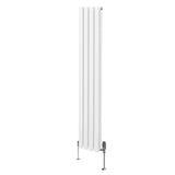 Radiateur à Colonne Ovale & Robinet Thermostatique Chromé - 1600mm x 240mm – Blanc