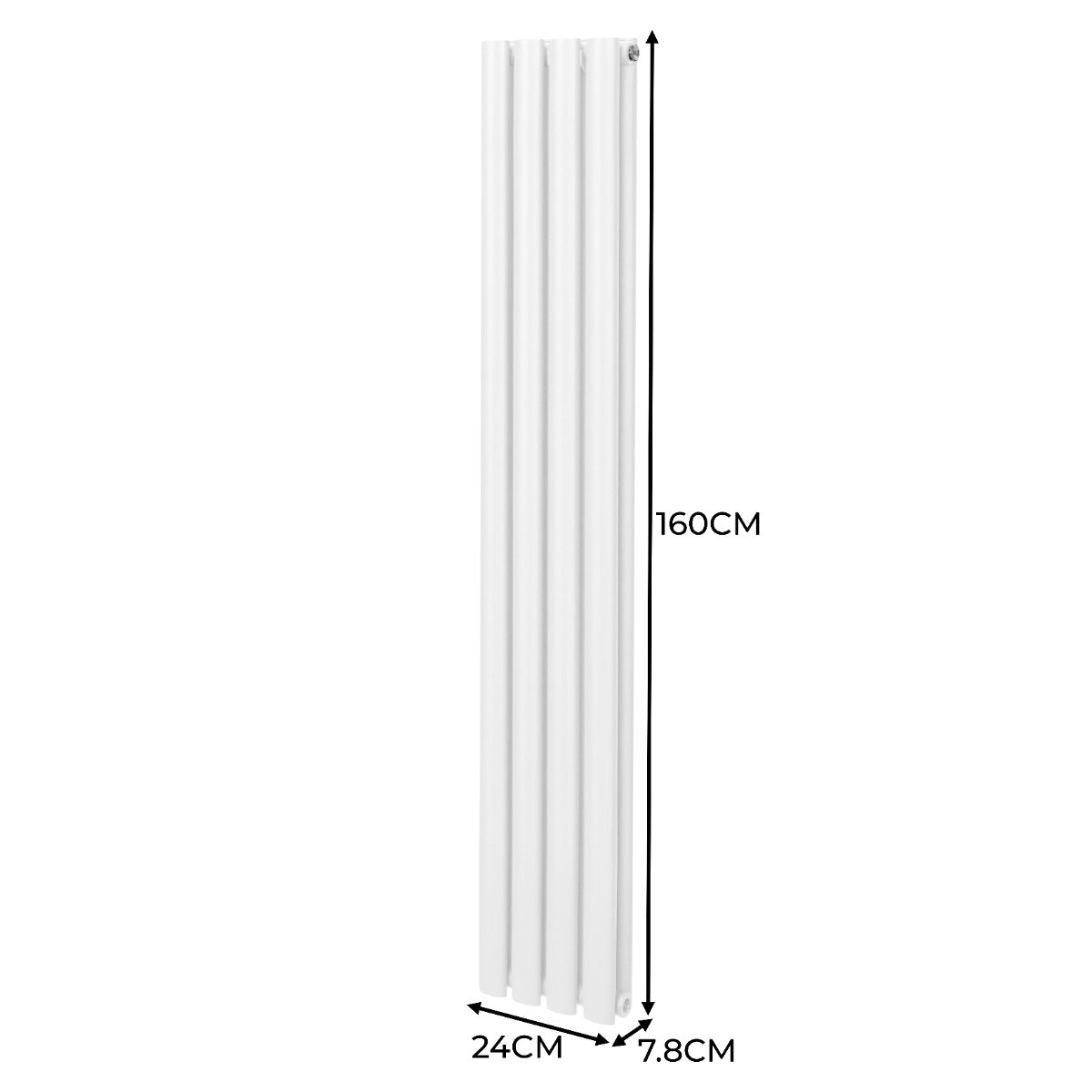 Radiateur à Colonne Ovale & Robinet Thermostatique Chromé - 1600mm x 240mm – Blanc