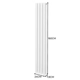 Radiateur à Colonne Ovale & Robinet Thermostatique Chromé - 1600mm x 240mm – Blanc