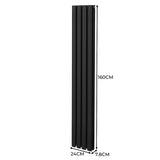 Radiateur à Colonne Ovale & Robinet Thermostatique Chromé - 1600mm x 240mm – Noir