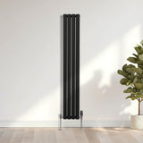 Radiateur à Colonne Ovale & Robinet Thermostatique Chromé - 1600mm x 240mm – Noir