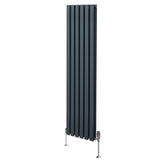 Radiateur à Colonne Ovale & Robinet Thermostatique Chromé - 1600mm x 360mm – Gris Anthracite