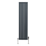 Radiateur à Colonne Ovale & Robinet Thermostatique Chromé - 1600mm x 360mm – Gris Anthracite