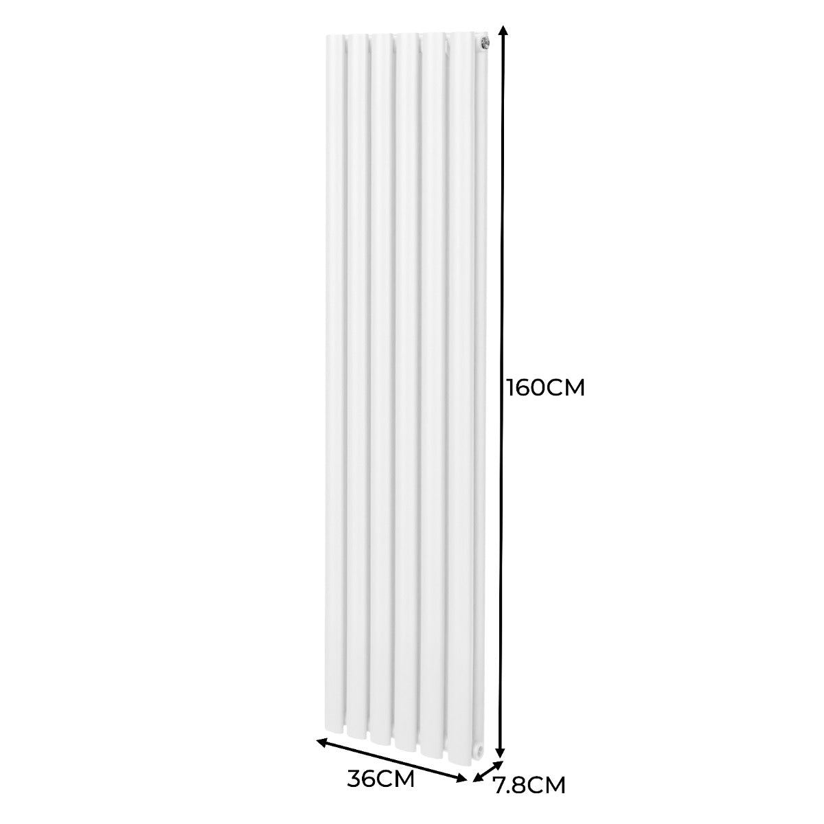 Radiateur à Colonne Ovale & Robinet Thermostatique Chromé - 1600mm x 360mm – Blanc